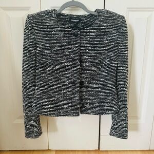 Express Tweed Fringe Cropped Button Jacket NWT Size S